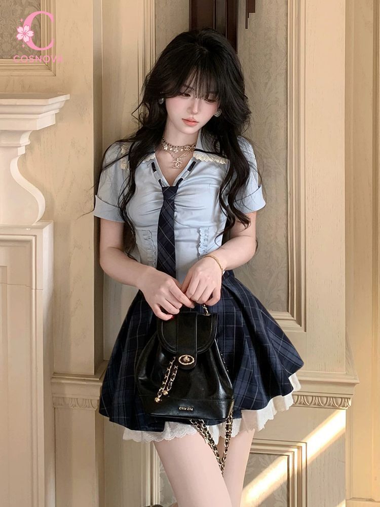 طقم صيفي جديد من قطعتين للنساء - مراجعة Elastic Lace Trim وسعره