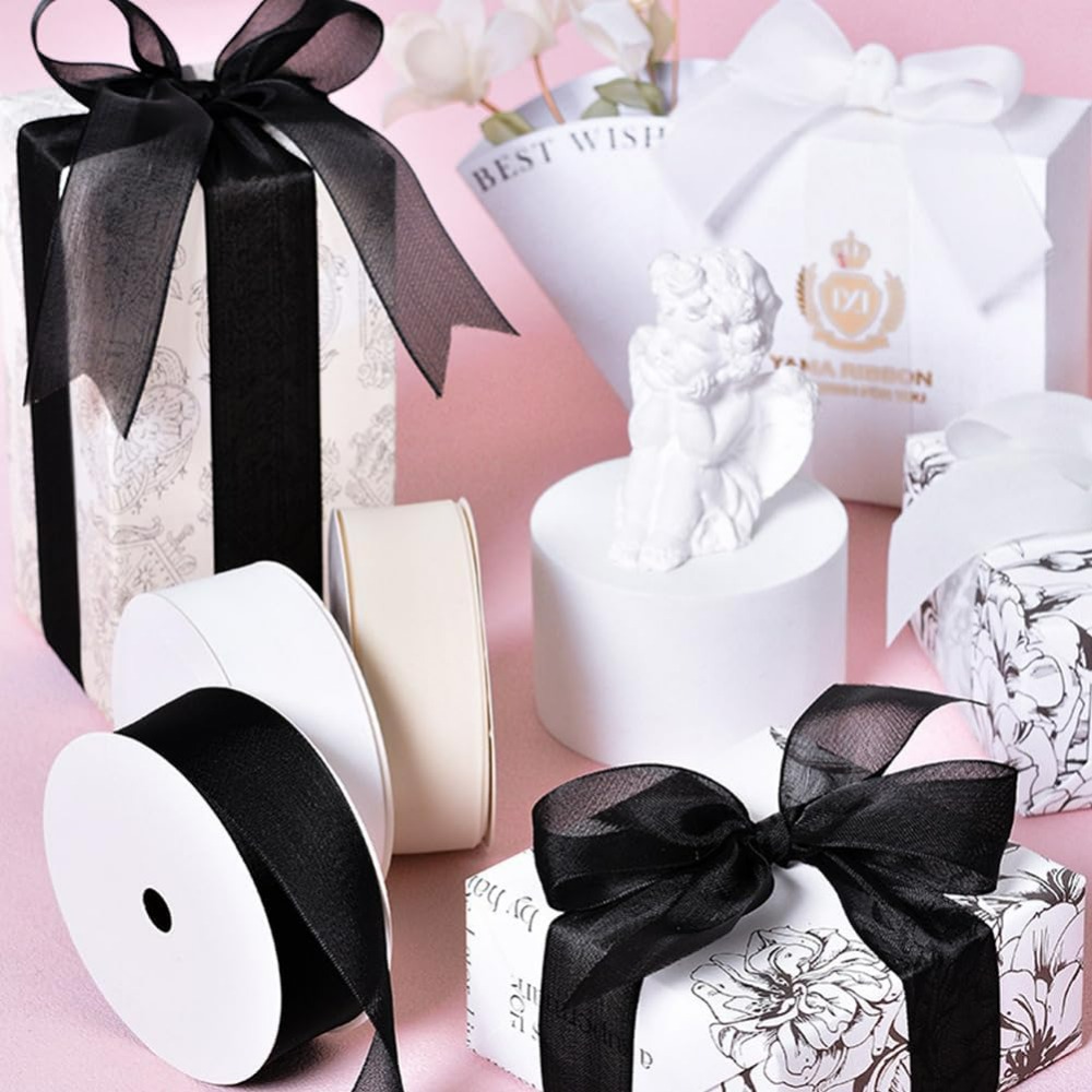 1 بوصة الأسود الأورجانزا الشري - مراجعة Organza Ribbon Spool وسعره